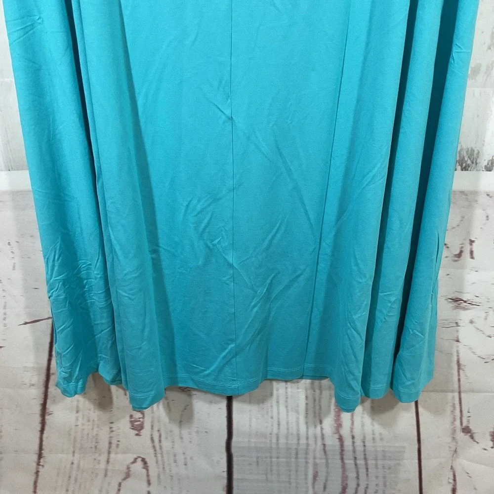 Lands‎ End Maxi Long Skirt 3X 24W-26W Blue Wide Waist Flowy Beach Resort Coastal